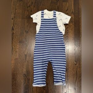 NWT Two piece anchor tshirt with stripe cotton overalls